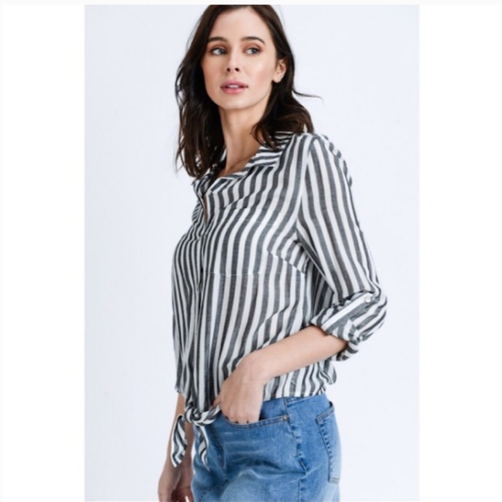 SALE! Black and white striped shirt